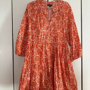 J.Crew Orange Paisley Print Smocked Waist Mini Dress – Size XL